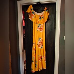 Yellow Floral Maxi Dress XL